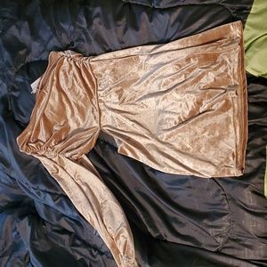 Gold Velevet Off shoulder w Cut Out